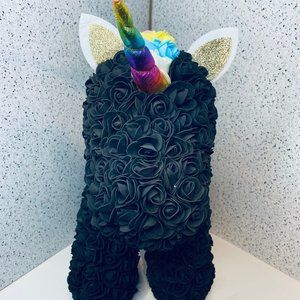 Hand Rolled Foam Flower Unicorn Black Rainbow flowers forever roses